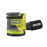 RYOBI - Lijadora Excéntrica 18V ONE+ 125mm + 3 Abrasivos para Eliminar Pintura, Barniz y Lijar...